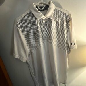 Under Armour White Men's Short-Sleeve Golf Polo with Gray Pattern